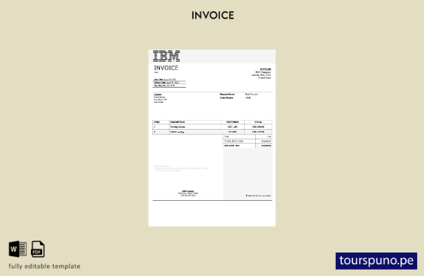 lista para imprimir plantilla de factura IBM de EE. UU.